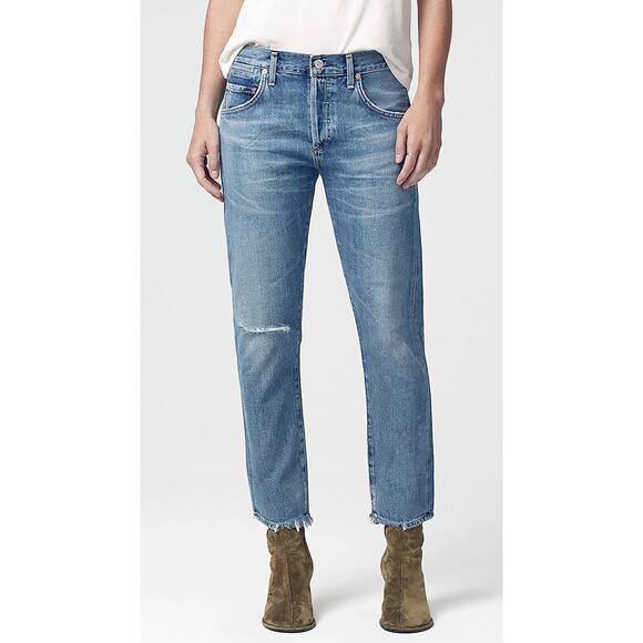 Citizens of Humanity Emerson Slim Fit Distressed Blue Denim Boyfriend Jeans 27 - Picture 1 of 14